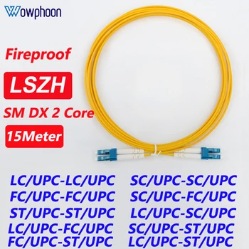 15M G625D LC/SC/FC/ST UPC fiiberoptiliste jumper sm 2 core 3.0 mm tulekindel LSZH madala suitsu halogeenivaba duplex fiber optic patchcord