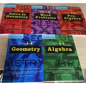 5 Books/Set Kumon GEOMEETRIA Junior High Keskastme Kool Matemaatika Töövihik Matemaatikas Kasutamise Praktika Hinne 6-8 Vanusele 10-15 DIFUYA