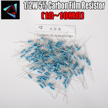 50tk 1/2W Carbon Film Resistor 5% 1R ~ 1M-1 2 10 22 47 100 330 oomi 1K 4.7 K 10K 22K 47K 100K 330K 470K 2R 10R 22R 47R 100R 330R