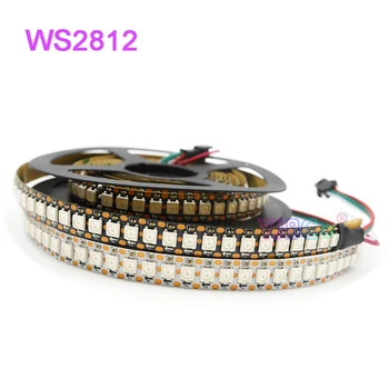 5V WS2812B 5050 RGB LED Riba 30/60/74/96/144 led/m WS2812 adresseeritavad IC pixel Paindlik Light Tape IP30/65/67 Valge/Must PCB