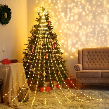 9x2M Jõulud Star Kaunistused String Tuled 190 LED Väljas Juga Puu Tuled Torukübar Star Jõulud Vanik Kerge