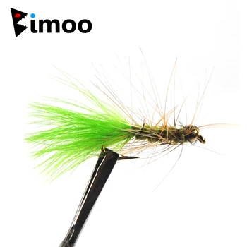 Bimoo 8PCS #10 Must Chartreuse Oranž Oliiviõli Bead Head Villane Pede Streamer Lennata Must Roheline Forell Fly Fishing Söötasid Wet Fly