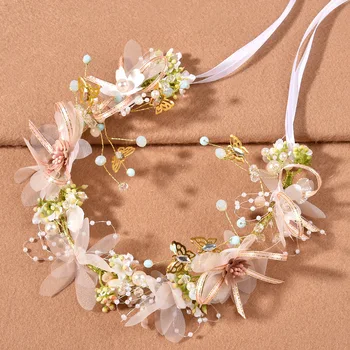 Bohemian Pearl Kroonid Rannas Hawaii Õie Vanik Romantiline Faux Pulm Rõngad Lillega Peapael Armas Liblikas Crystal Headdress