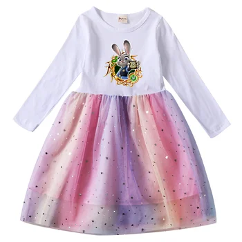 Disney Zootopia Judy Nick Tüdrukud Väikelapse Kõnniteed Silma Kleidid Laste Peorõivad Pikad Varrukad Printsess Kostüüm Lapsed Langevad Kleidid