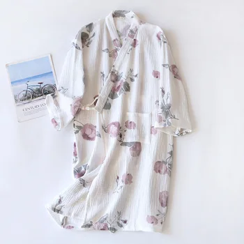 Jaapani Kimono Hommikumantel Naiste Kleit Juhuslik Sleepwear Pehme Puuvillane Nightgowns Prindi Lahtine Kampsun, Nightdress Pehme Kodu Ülesrõivad
