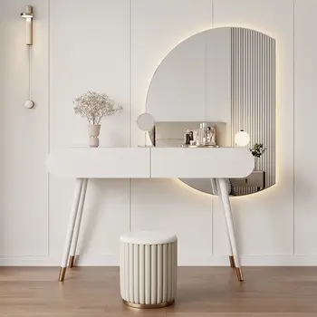 Koor stiilis täispuidust tualettlaud Kaasaegne lihtne tualettlaud säilitamise kapp Põhjamaade magamistuba laua kaste edevus tabel