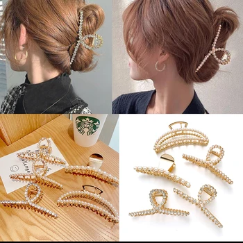 Korea Pearl Crystal Juuksed Küünis Mood Risti Metallist Carb Juuksed Klippe Naiste Elegantne Juuste Aksessuaarid Hairgrips Juuksenõelad