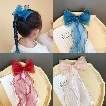 Lapsed Pikk Lint Korea Fashion Juuksed Vibu Juuksenõelad Tüdrukutele Beebi Elegantne Lips Juuksed Tarvikud Põimitud Juuksed Klippe