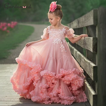 Pundunud Baby Girl Dress Mustad Spagetid Rihm Vibu Flower Girl Kleidid Armas Tüdruk Printsess Kleit Tüdruk Pulmapidu Kleit