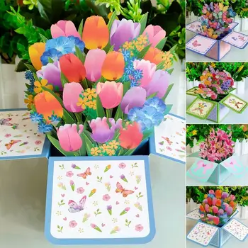 Päev Aastapäeva Sünnipäeva Tervitus Kaardi 3D Pop-up Kimp Paber Lilled Daisy/Nelgi Roos/Lily/Päevalill/Tulbi