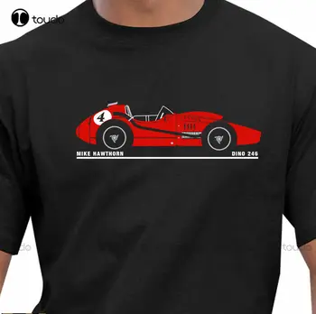 Rassi & Retro - Mike Hawthorn 1950 Dino 246 Grand Prix Auto T-Särk Uus Mood Brändi Meeste Tops Tees Top Slim Riided T-Särgid