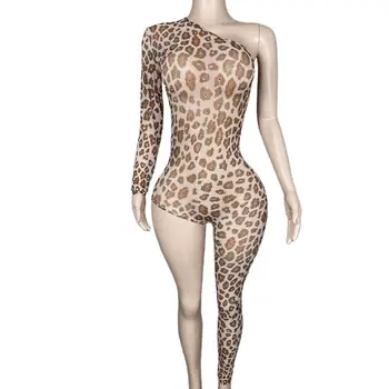 Seksikas Leopard Printida Kombekas Naiste Ühepoolne disain Performance Kostüüm Pool Ööklubi Partei Komplekt Tantsija Etapi Kanda Baowen
