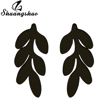 Shuangshuo Väike New Vintage Lehed Roostevabast Terasest Kõrvarõngad Naistele Ilus Puu Lehtede Kõrvarõngad Sulgedest Kõrvarõngad Naastud