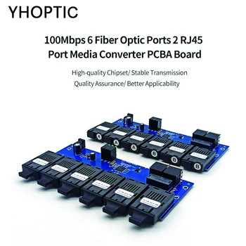 Single Mode Fiber Optic Muundurid, PCBA Juhatus, 2 RJ45 Porti, 6 fiiberoptiliste Sadamates, 0-20km, 1310/1550 Mbs