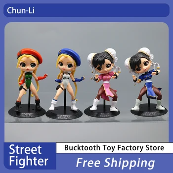 Street Fighter Anime, Joonis 4tk Mini Chun-Li Arvandmed Armas Cammy Tegevus Figuriin Mudel Pvc Kuju Kogumise Tuba Decor Kid Mänguasi