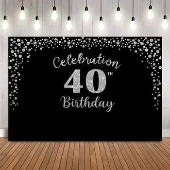 Tähistada 40. Sünnipäeva Taustaks Must ja Kiip dots nelikümmend Tausta Picture Happy Birthday Party Dekoratsioon Kohandada