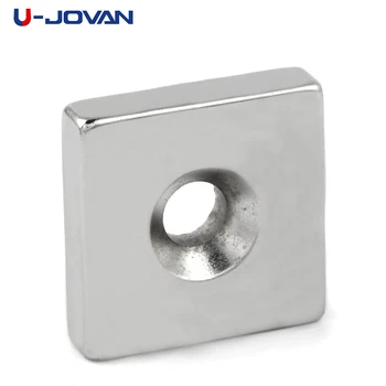U-JOVAN 1 tk 40x40x10mm Neodüüm Magnet 10mm Peitpeakruvi Hole Super Tugev Magnet Haruldast Magnet-Plokk 40*40*10-10