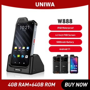 UNIWA W888 Nutitelefoni ATEX Plahvatus-tõend 4G Mobiilne Telefon 4GB 64GB Andriod 11 IP68 Veekindel 5000mAh 6.3 tolline NFC Mobiiltelefon