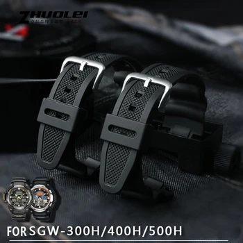 Uus Must Silikoon Kummist 25 * 18mm meeste watchband jaoks AE1200wh / sgw-300h / 400 / aq-s810w