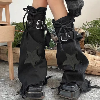 Uus Naiste Denim säärised Punk Gooti Star säärised Sukad Vabaaja Boot Top Streetwear Denim Sukad
