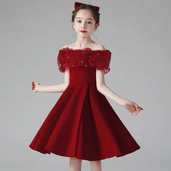 Elegantne Tüdruk-line Kleit Printsess Profileerimine Pulm Kleit Lapsed Pool Kandma Sünnipäeva Kingitus Vestidos De Fiesta