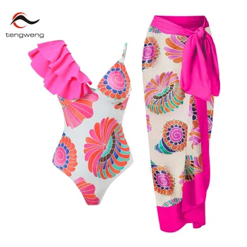 Tengweng 2024 Seksikas Ühes Tükis Ujumistrikoo Seelik Suvel Naiste Backless Prindi Supelrõivad Beachwear Kleit Varjata Monokini Vann Sobiks